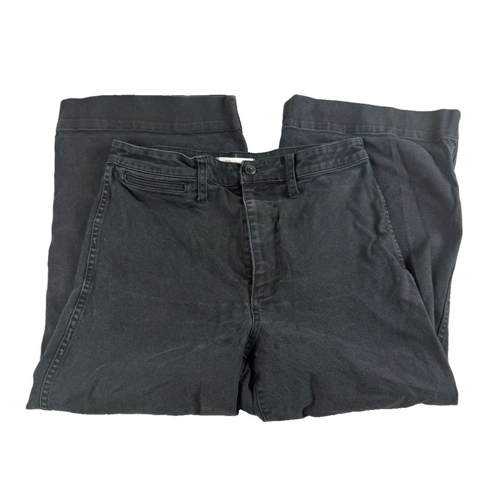 Madewell Pants Womens 30 Black High Rise Wide Leg Crop Cuffed Canvas